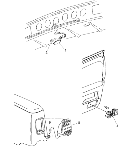 2002 Dodge Stratus Sedan Lamps - Cargo, Dome, Courtesy & Trunk Diagram