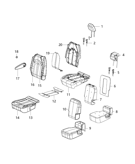 2017 Chrysler Pacifica Foam Seat Cushion Second Row Diagram for 68224674AB