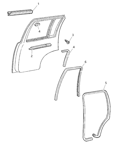 1997 Jeep Grand Cherokee Seal Glass Running Diagram for 55255458AB