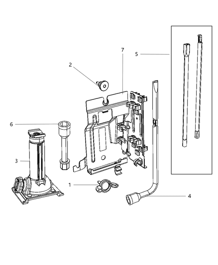 2011 Ram 3500 Cab Chassis Jack Assembly & Tools Diagram