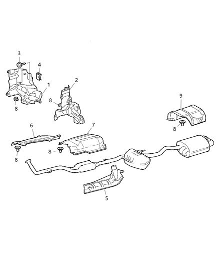 2006 Chrysler Crossfire Heat Shield, Rear Diagram for 5097485AA