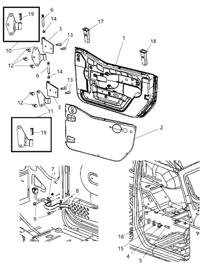 2010 Jeep Wrangler Front Door, Shell And Hinges Diagram 2 - Thumbnail