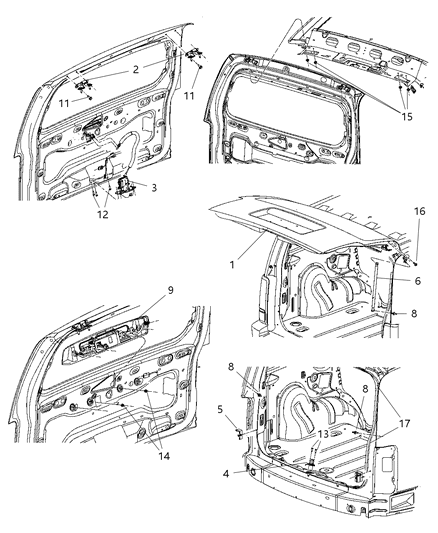 2007 Dodge Nitro Handle Liftgate Diagram for 55113161AB
