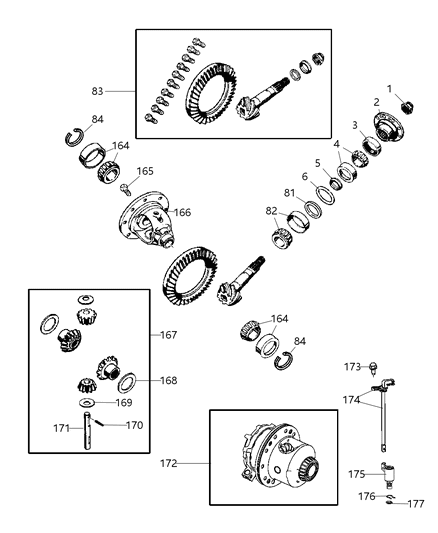 2010 Jeep Commander Differential Assembly of Front Axle; Differential And Drive Line Diagram