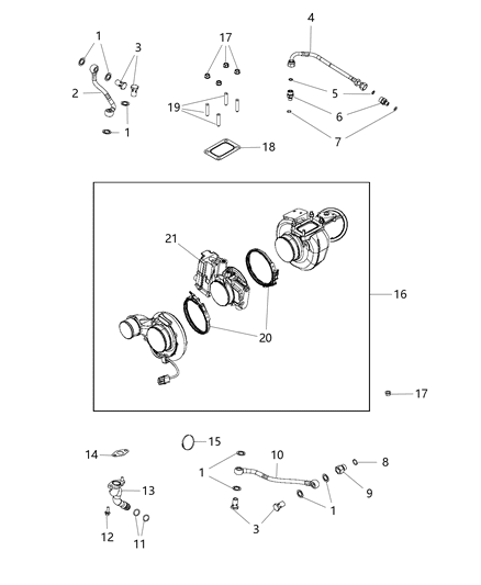2008 Dodge Ram 2500 Turbocharger Diagram for 68027068AA