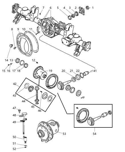 2007 Jeep Commander Axle, Rear, With Differential, Housing And Axle Shafts Diagram 2 - Thumbnail