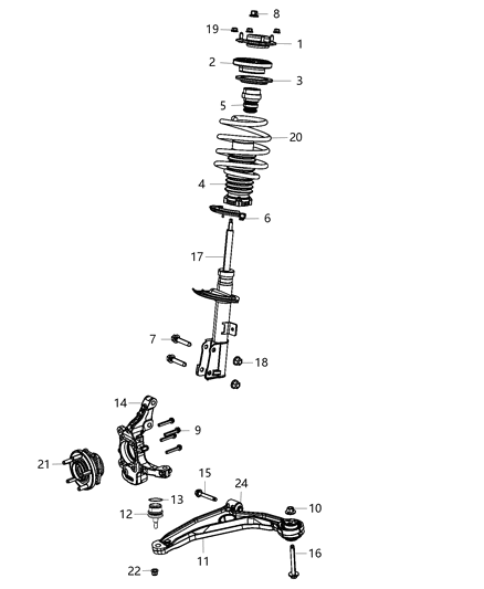 2009 Dodge Journey Knuckle Front Diagram for 5006211AA