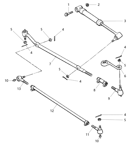 2001 Jeep Cherokee Damper Steering Linkage Diagram for 52087827AB