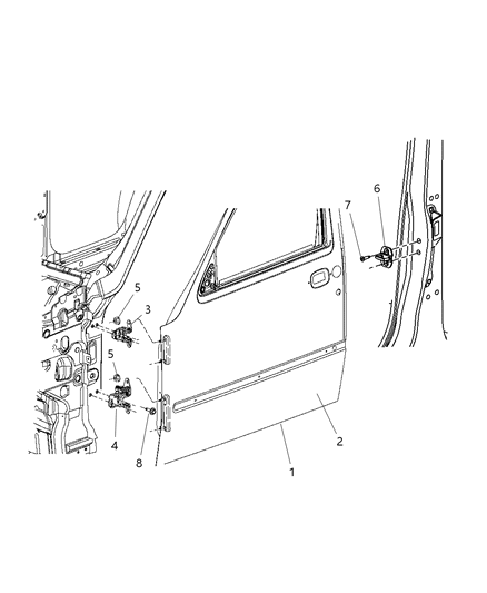 2009 Jeep Liberty Door Shell, Front Driver Side Diagram for 55396981AC