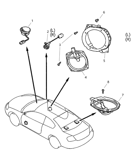 2003 Chrysler Sebring Speaker, Front Passenger Side Diagram for MR329160