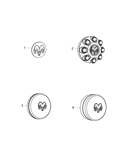 2017 Ram 3500 Cab Chassis(<10K lb.) Wheel Covers & Center Caps Diagram