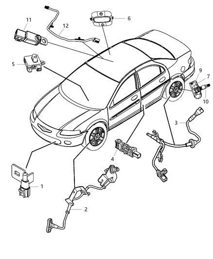 2008 Chrysler Sebring Sensor Intrusion Module Diagram for 1BX26DW1AE