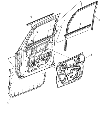 2010 Jeep Commander Weatherstrips - Front Door Diagram