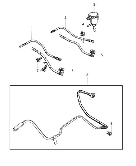2018 Jeep Wrangler JK (Previous-generation) Emission Control Vacuum Harness Diagram