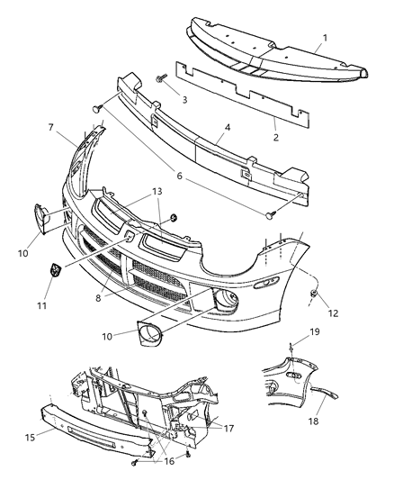 2005 Dodge Neon Fascia Front Primed Diagram for 5159092AA