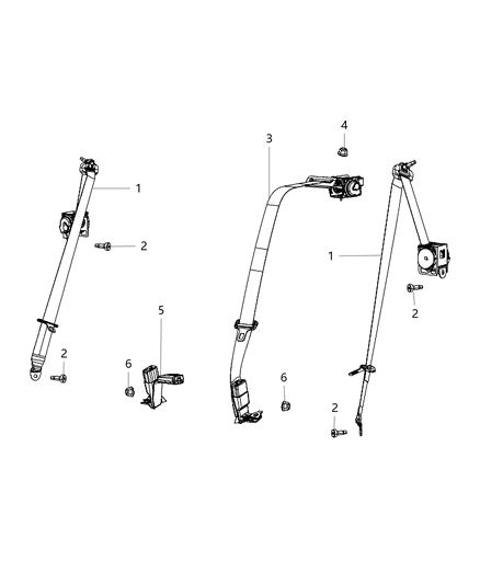 2019 Dodge Challenger Lap & Shoulder Belt, Rear Center Diagram for 6KE741X9AB