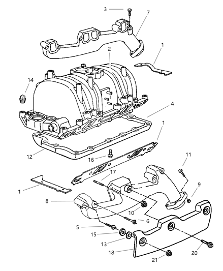 1998 Jeep Grand Cherokee Gasket Package Intake Manifold Diagram for 4897383AB
