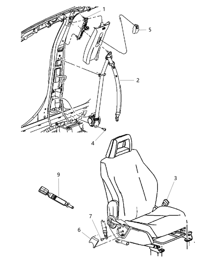2011 Jeep Compass Seat Belt Front Outer Diagram for 1BS041K2AD
