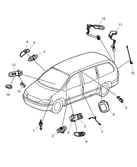 2001 Chrysler Town & Country Switch Sliding Door Diagram for SE451T5AB