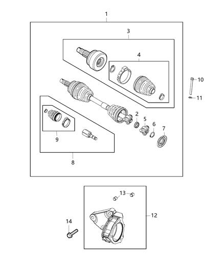 2015 Jeep Renegade Shafts - Front Axle Diagram 1 - Thumbnail