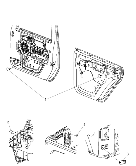 2018 Jeep Wrangler JK (Previous-generation) Hood, Doors, Decklid, Tailgate, & Liftgate Plugs Diagram