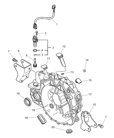 2005 Chrysler Sebring Coupe Clutch Housing & Related Parts Diagram 1 - Thumbnail