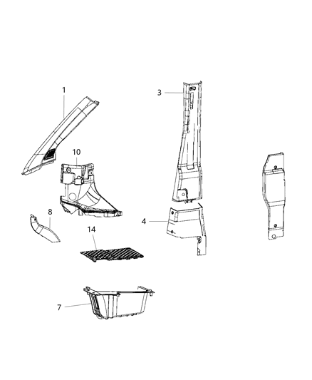 2018 Ram ProMaster 1500 Panel Access Passenger Floor, Lower Instrument Panel Diagram for 1ZQ87LAHAB