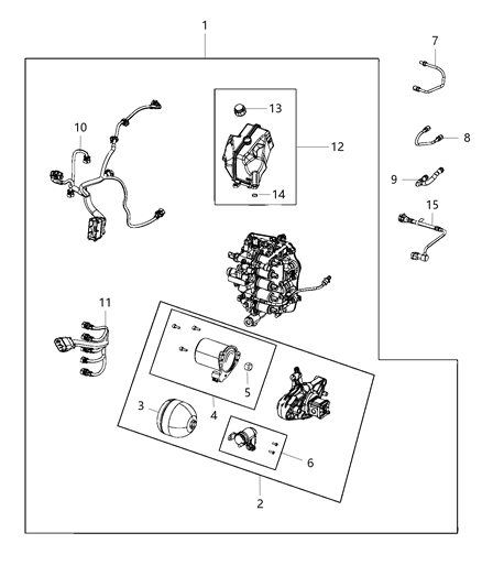 2013 Dodge Dart Actuator Hydraulic Shift Includes Items #2 And #3 Diagram for 68186141AA