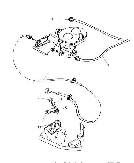 2005 Dodge Ram 1500 Throttle Cable Diagram for 52110386AC