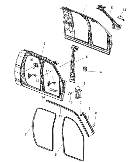 2008 Dodge Ram 2500 Inner Panel Assembly, Passenger Side Diagram for 68000694AB
