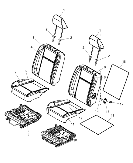 2006 Dodge Ram 2500 Seat Back Cover, Front Passenger Side Diagram for 1DL621J3AA