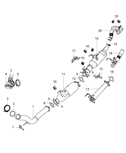2019 Ram 3500 Cab Chassis Exhaust System Diagram 2 - Thumbnail