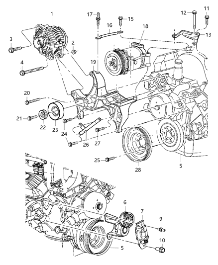 2002 Dodge Dakota Compressor A/C Diagram for 55056094AA