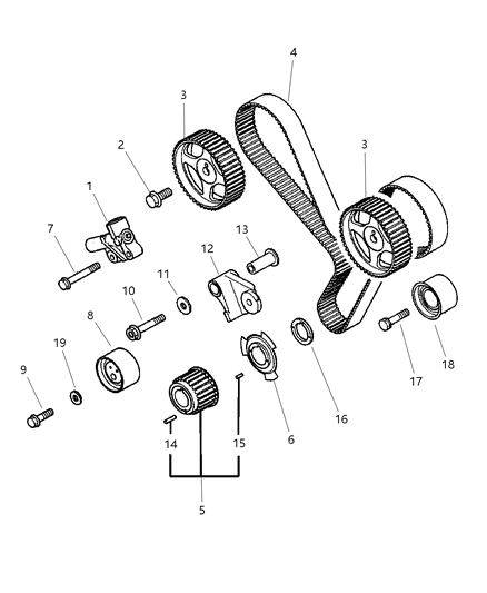 2002 Chrysler Sebring Coupe Timing Belt & Sprockets Diagram 2 - Thumbnail