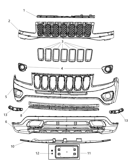 2011 Jeep Compass Reinforcement, Front Diagram for 5116373AE