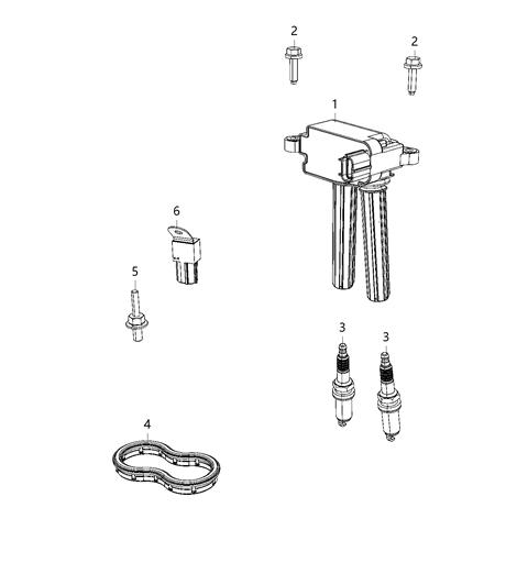 2021 Dodge Durango Screw & Washer Hex Head M6X1.00X24.75 Ignition Coil Diagram for 6508513AA