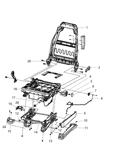 2018 Jeep Wrangler JK (Previous-generation) Adjusters, Recliners & Shields - Driver Seat Diagram 2 - Thumbnail