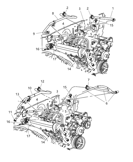 2001 Dodge Durango Plumbing - Heater Diagram 1 - Thumbnail