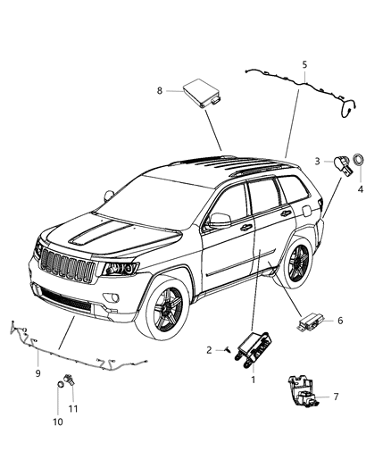 2015 Jeep Grand Cherokee Parking Sensor, Front Diagram for 1EW63TZZAA