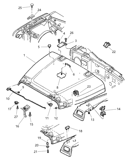 2001 Jeep Wrangler Rod Hood Propeller Diagram for 55176635AD