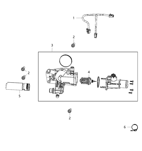 2019 Jeep Wrangler Thermostat & Related Parts Diagram 2 - Thumbnail