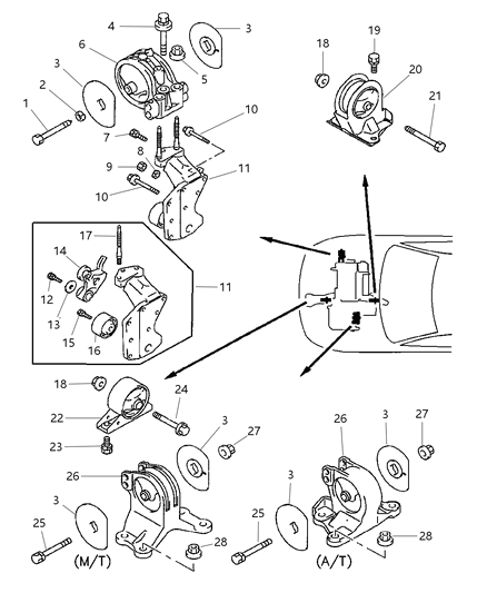 2003 Dodge Stratus Front Mount, Driver Side Diagram for MR272203
