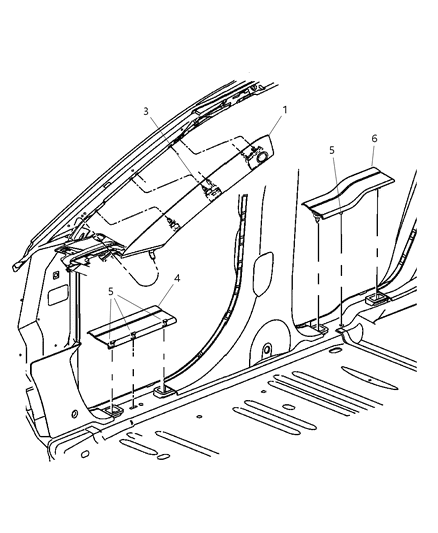 2007 Chrysler Pacifica Molding A Pillar Diagram for TW22DW1AD
