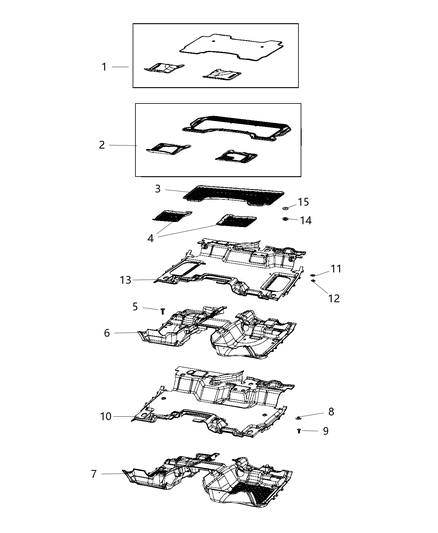 2020 Ram 1500 New Style Carpet, Complete Diagram