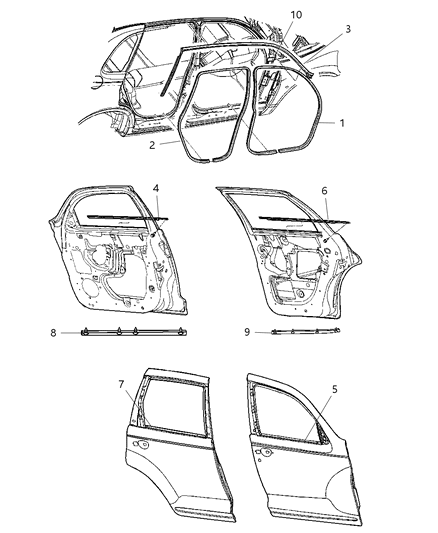 2006 Chrysler PT Cruiser Weatherstrip, Door Lower Secondary Diagram for 5152098AA