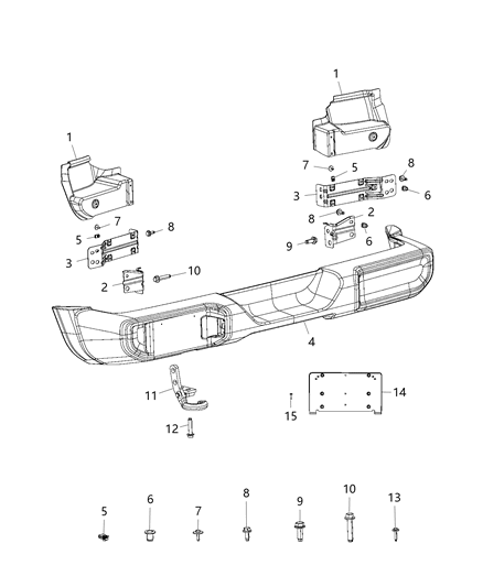 2018 Jeep Wrangler All-new Model Rear Bumper Diagram 1 - Thumbnail