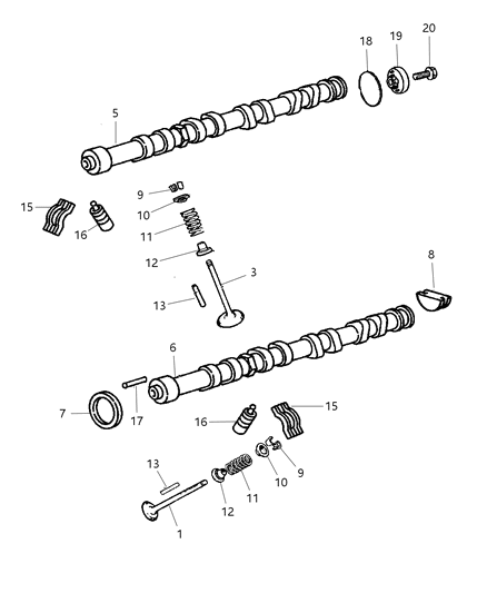 2003 Chrysler Sebring Sedan & Convertible Camshaft & Valves Diagram 1 - Thumbnail