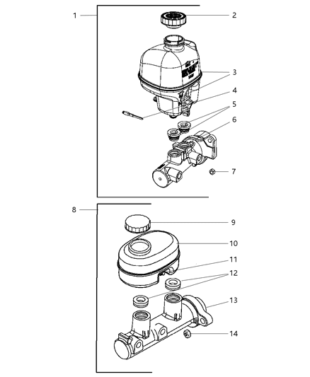 2004 Dodge Ram 3500 Grommet, Reservoir To Master Cylinder. Diagram for 4723389