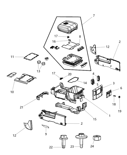 2011 Ram 3500 Cab Chassis Floor Console Diagram 1 - Thumbnail