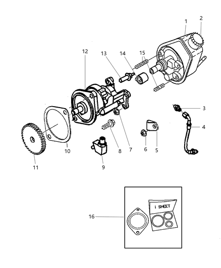 2001 Dodge Ram 2500 Cap Power Steering Pump Diagram for 5018358AA